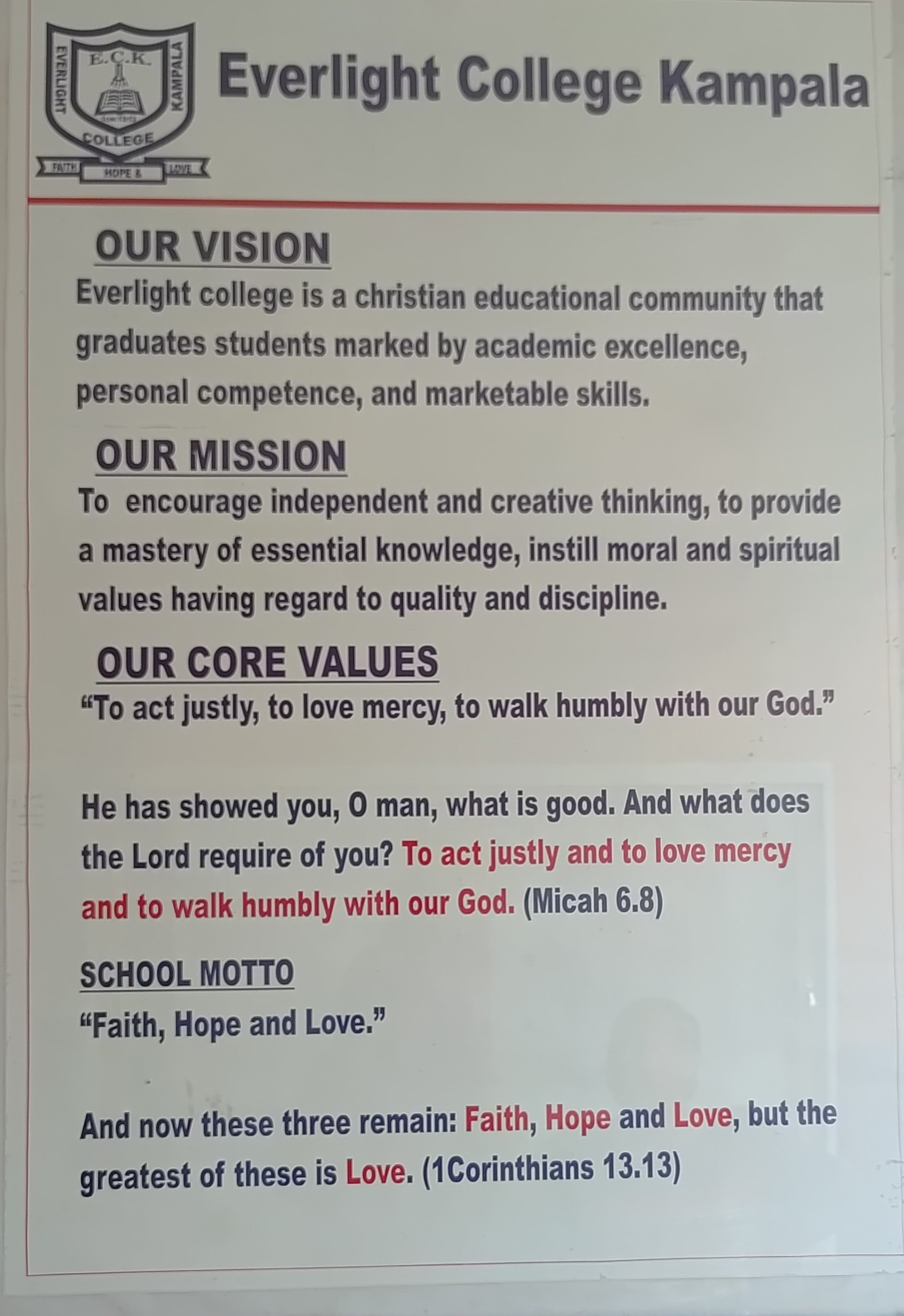 Everlight College Vision and Mission
